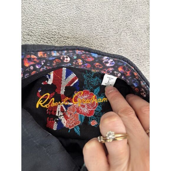 Robert Graham Long Sleeve Button Down Shirt Men's Size Large Blue Flip Cuff - Picture 6 of 11